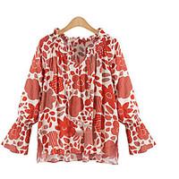 womens going out simple spring summer shirt floral v neck long sleeve  ...