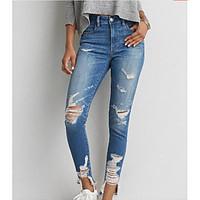 womens high rise stretchy jeans pants sexy slim solid