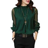 womens work vintage sophisticated all seasons shirt solid stand long s ...