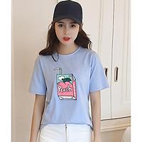 womens casualdaily simple spring summer t shirt print round neck short ...