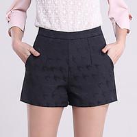 Women\'s Plus Size Straight Wide Leg Chinos Shorts Pants, Going out Casual/Daily Simple Cute Solid Jacquard High Rise Zipper Polyester