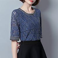 womens lace plus size casualdaily street chic summer blouse jacquard r ...