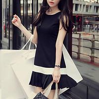 womens casualdaily simple sheath dress striped round neck mini sleevel ...