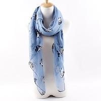 Women\'s Voile Rectangle Vintage Cute Work Casual Panda Animal Print Spring Summer Fall Winter All Seasons Scarf
