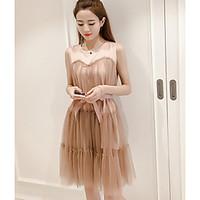 womens going out casualdaily a line dress solid round neck knee length ...