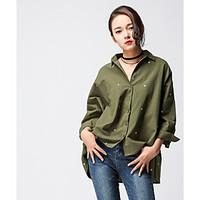 womens casualdaily simple shirt solid print shirt collar long sleeve c ...