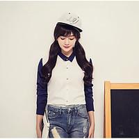 womens officecareer sexy cute spring shirt solid color block crew neck ...