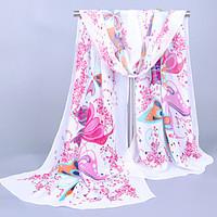 Women\'s Chiffon Butterfly Print Scarf, Yellow/Pink/Blue/white
