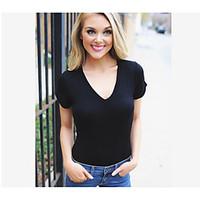 womens holiday sexy t shirt solid v neck short sleeve cotton