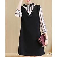 womens casualdaily a line dress solid v neck above knee sleeveless cot ...