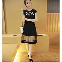 womens other casual simple shift dress solid round neck knee length sl ...