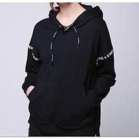 womens daily casual hoodie solid hooded inelastic cotton long sleeve f ...