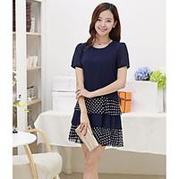 womens casualdaily a line dress polka dot round neck above knee short  ...