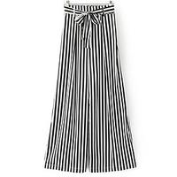 womens high waist inelastic wide leg pants punk gothic relaxed striped