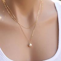 Women\'s Pendant Necklaces Pearl Necklace Jewelry Pearl Alloy Fashion Simple Style Double-layer Jewelry For Party Daily Casual Sports