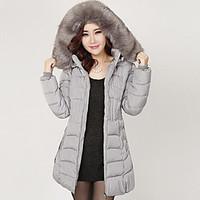 womens patchwork plus size slim large size padded coat street chic hoo ...