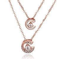 Women\'s Pendant Necklaces Chain Necklaces AAA Cubic Zirconia Zircon Silver Plated Gold Plated Rose Gold Plated Alloy RoundBasic Unique