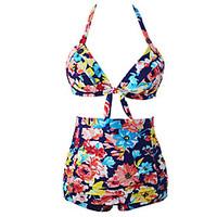 Women\'s Blooming Navy Retro High Waist 2 Pieces Swimsuit