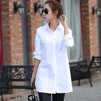 Women\'s Daily Casual Simple Shirt, Solid Shirt Collar Half-Sleeve Cotton