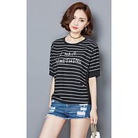 womens casualdaily simple t shirt striped round neck short sleeve cott ...