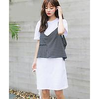 womens casualdaily simple summer tank top dress suits striped round ne ...