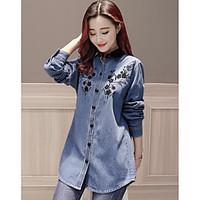 womens daily simple shirt print shirt collar long sleeve cotton linen