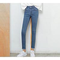 womens mid rise micro elastic jeans pants simple skinny solid