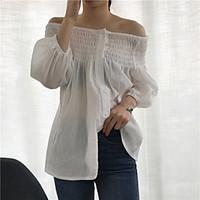 womens casualdaily simple shirt solid boat neck sleeve cotton