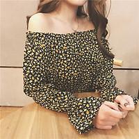 womens sexy cute blouse geometric boat neck long sleeve others