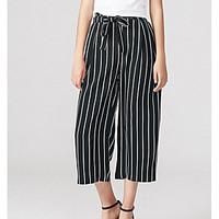 Women\'s High Rise Micro-elastic Wide Leg Pants, Street chic Straight Striped