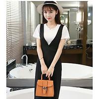 womens daily contemporary summer t shirt dress suits solid round neck  ...