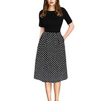 Women\'s Going out / Casual/Daily Simple / Cute / Street chic Sheath Dress, Polka Dot Round Neck Above Knee Short SleeveBlue / Black /