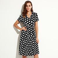 womens holiday plus size boho loose dress polka dot v neck knee length ...