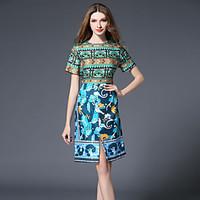 womens going out holiday street chic a line dress print round neck abo ...
