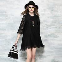 womens going out holiday simple street chic lace dress solid lace stan ...