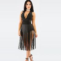 womens going out club sexy simple summer fall criss cross tassel tank  ...