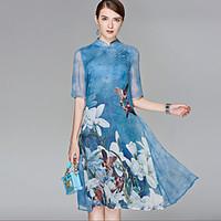 womens party going out boho street chic chiffon swing dress floral sta ...