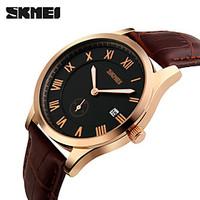 Women\'s Men\'s SKMEI Wristwatches Business Male Fashion Casual Watches Classic Genuine Waterproof Leather Strap Watch Quartz Watches