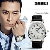 Women\'s Men\'s SKMEI Fashion Watches Men Quartz Watch Stainless Steel Leather Watch Relogios Masculinos Relojes Black Men Wristwatches