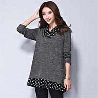 womens casualdaily plus size simple regular pullover polka dot shirt c ...