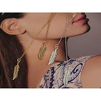 Women\'s Pendant Necklaces Jewelry Leaf Alloy Basic Double Sided Fashion Vintage Punk Hip-Hop Personalized Rock Hypoallergenic Jewelry For