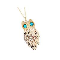 womens pendant necklaces rhinestone owl alloy basic fashion vintage pu ...
