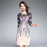 womens casualdaily sophisticated bodycon dress embroidered round neck  ...