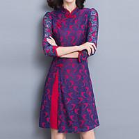 womens plus size going out street chic sheath dress patchwork stand kn ...