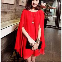 womens partyevening daily simple loose dress solid round neck above kn ...