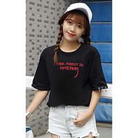 womens going out casualdaily street chic t shirt solid round neck shor ...