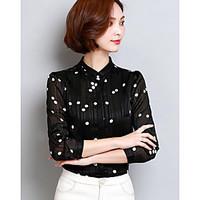 womens casualdaily simple shirt print shirt collar long sleeve cotton  ...