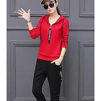 womens casualdaily simple spring hoodie pant suits solid hooded long s ...