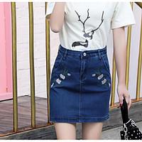 womens casualdaily above knee skirts simple bodycon denim solid summer