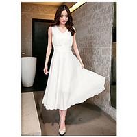 womens casualdaily simple swing dress solid round neck maxi sleeveless ...